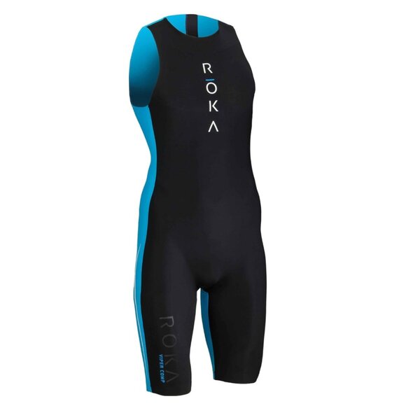 ROKA | Men's Viper Comp Triathlon Racing Swimskin in Black/Cyan | Sz Med Tall - Picture 16 of 16